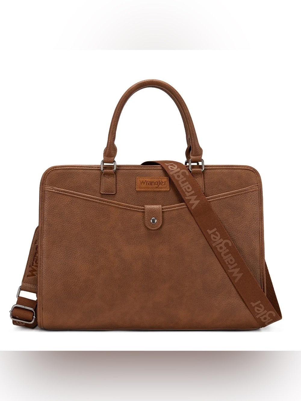Wrangler Pebbled Faux Leather Laptop Brief Bag Brown